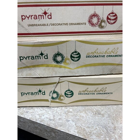 Vintage Pyramid Unbreakable Decorative Ornaments 3 sets of 6 Original Packaging - Picture 7 of 8